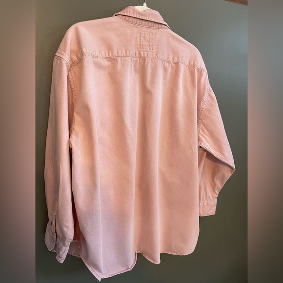 aerie pale light pink blush long sleeve button up shirt with collar size large - Picture 5 of 8
